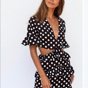 Sabo Skirt V-Neck Polka Dot Cut-Out Dress